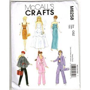 McCall's Crafts M6258 Fashion Doll Top, Pants, Coat, Dress Uncut Sewing Pattern